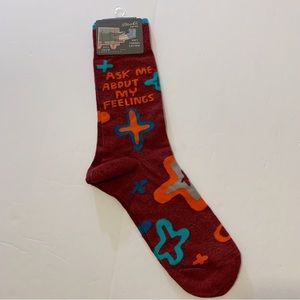 Blue Q “Ask Me About My Feelings” Socks